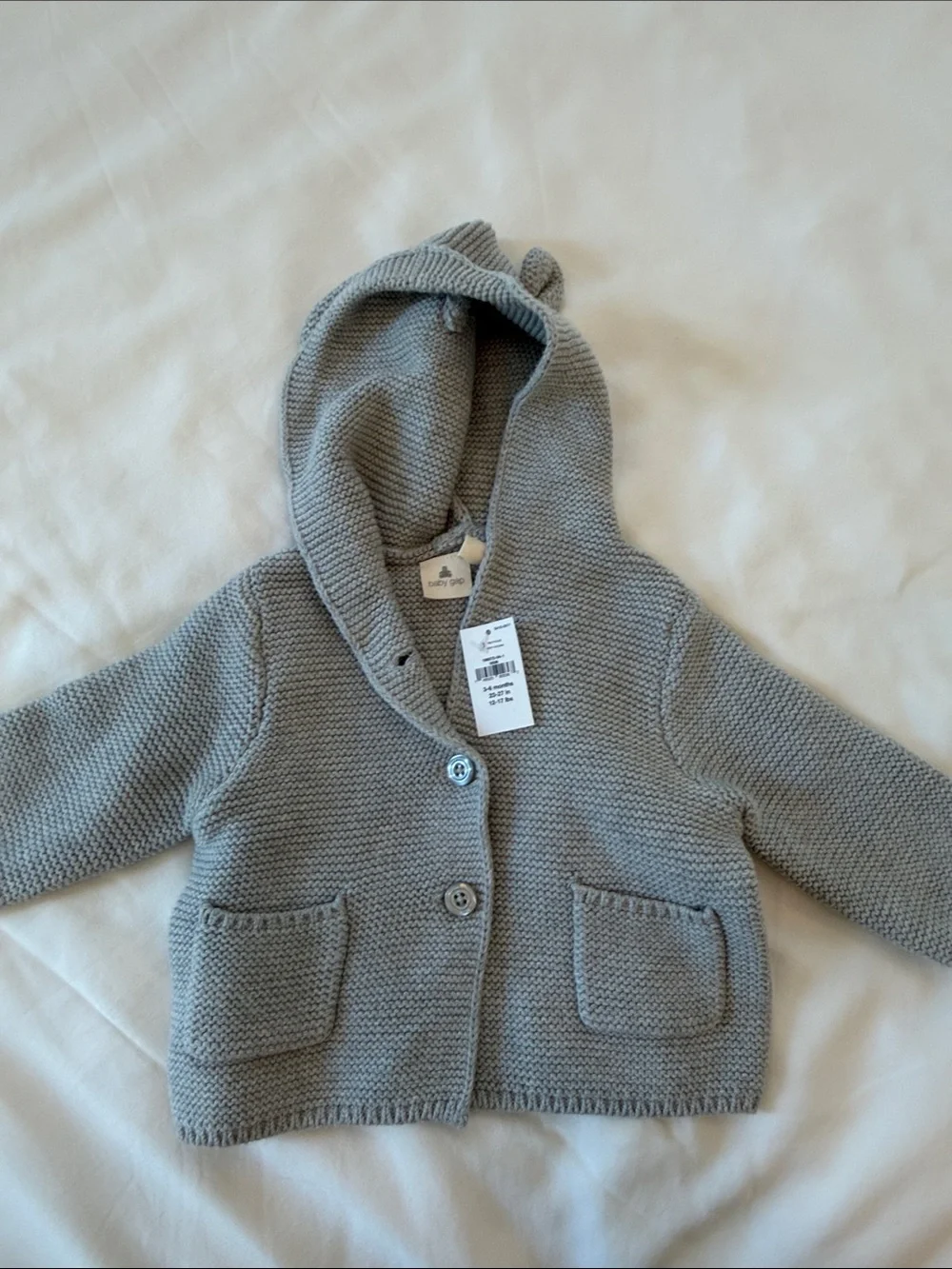 Baby Gap: Baby Bear Knit Cardigan - Gray